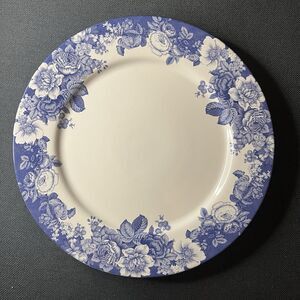Nautica Bermuda Indigo Rose Dinner Plate 11" Blue White Floral Portugal Vtg.